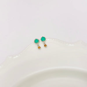 Green Onyx With Citrine Earrings