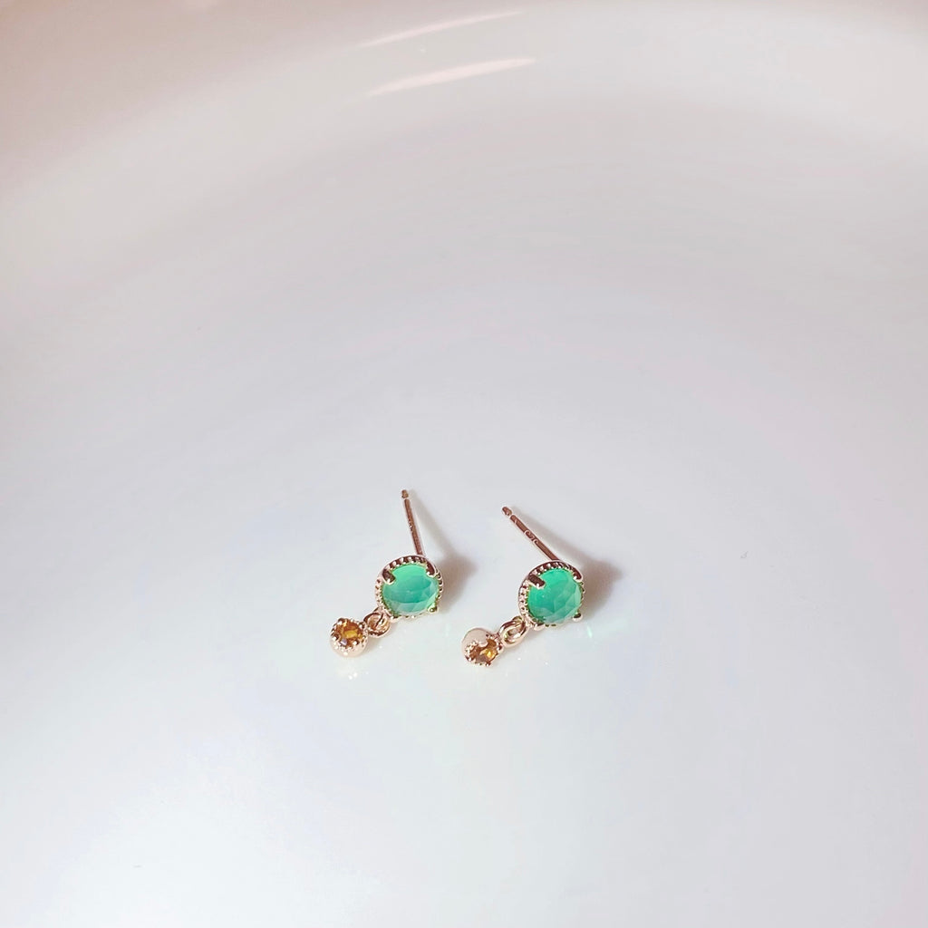 Green Onyx With Citrine Earrings