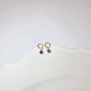 Rose Quartz With Ruby Earrings