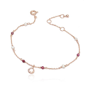 Pear Shape Rose Quartz & Pearl Bracelet