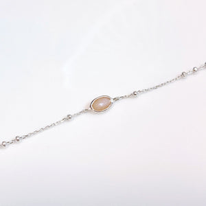 Oval Shaped Peach Moonstone Bracelet