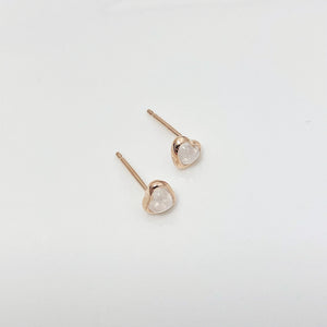 Heart Shaped Moonstone Stud Earrings