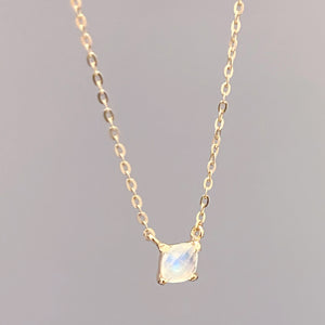 Square Shaped Moonstone Necklace