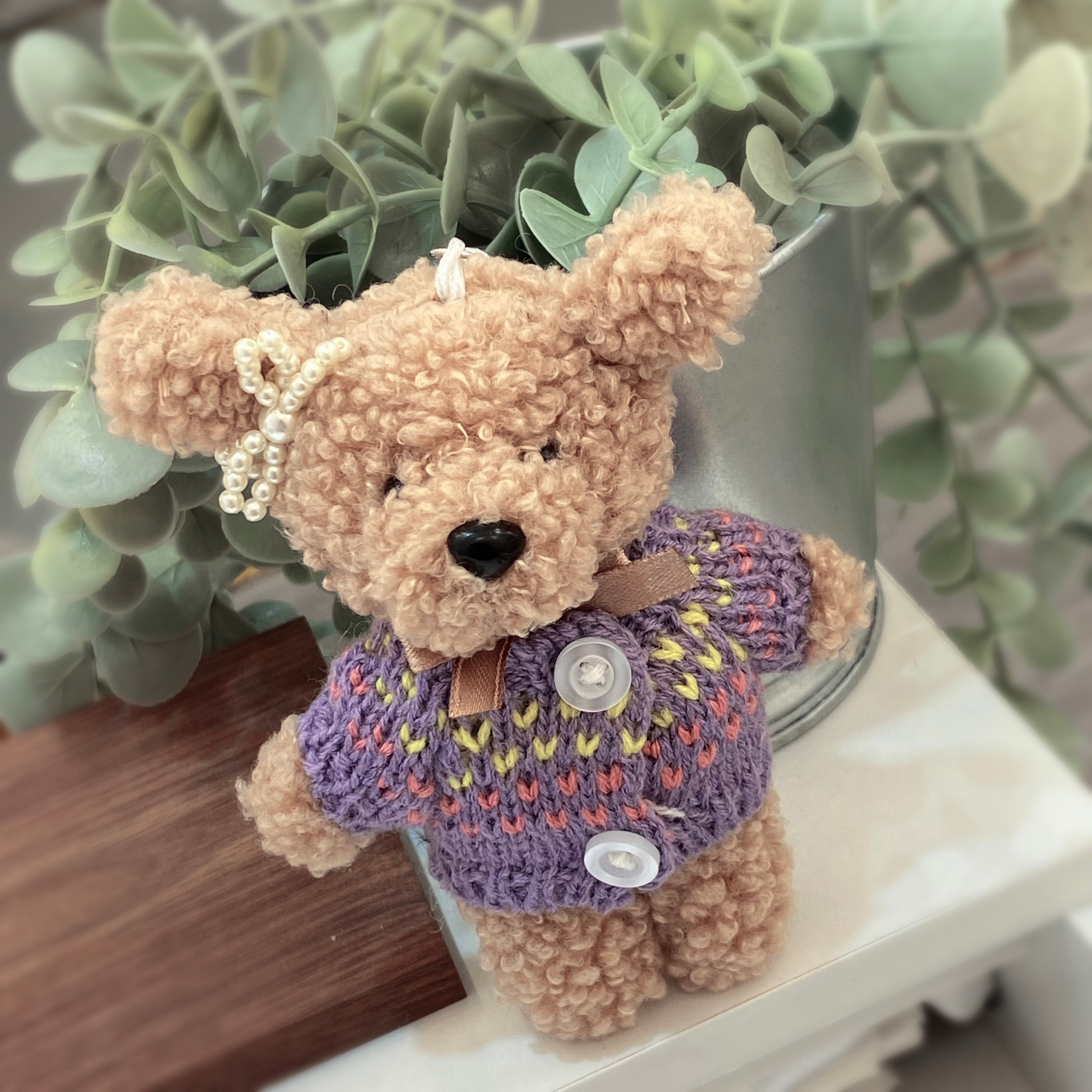 Teddy Bear With Cardigan Key Holder