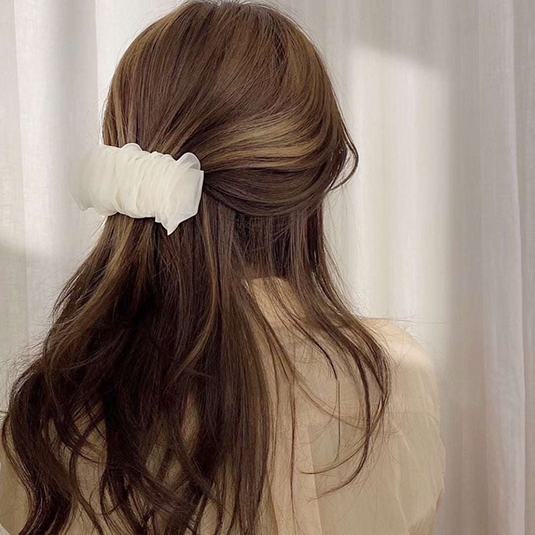 Pearl White Organza Hair Clip