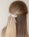 Joanna Pearl Ribbon Hair Clip With Crystals