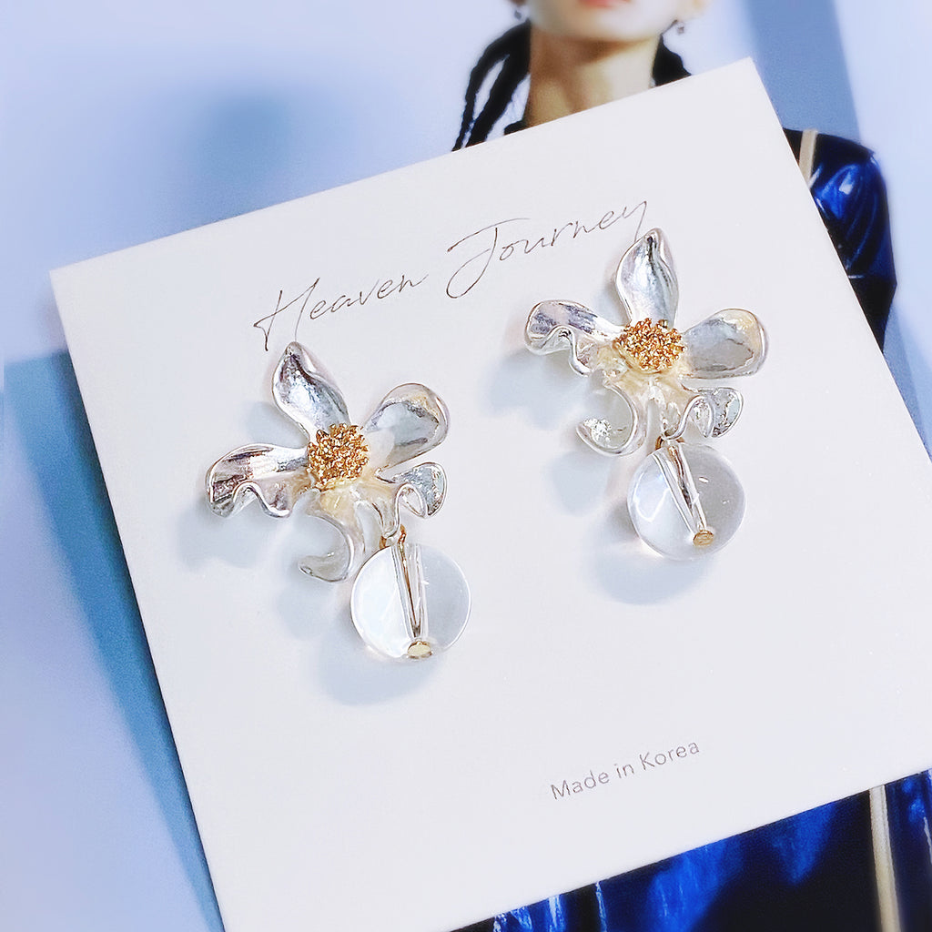 Stylish Metallic Floral Earrings