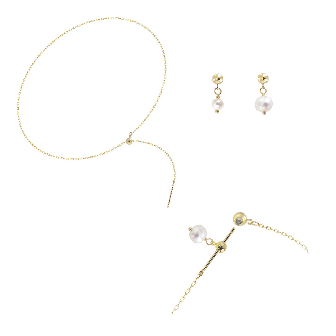 Mamiko Pearl Charm Bracelet Set (K10 Gold)