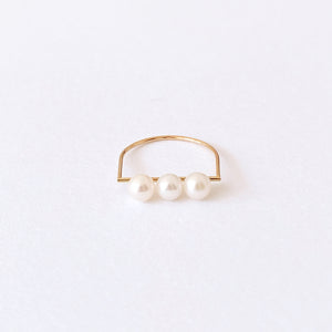 Hayami Bar Ring With Pearls (K10 Gold)