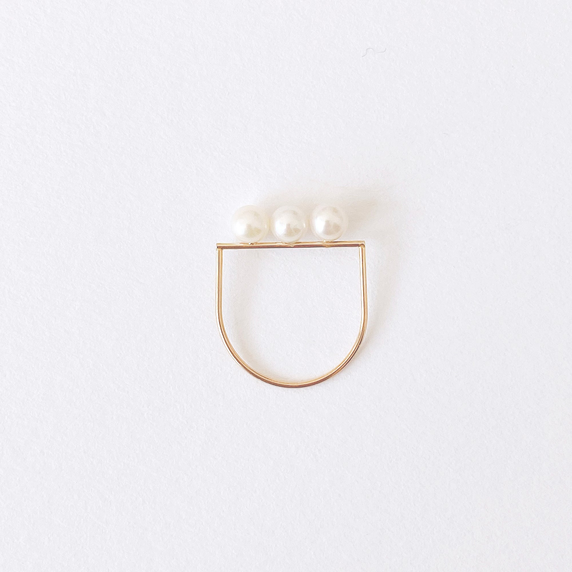 Hayami Bar Ring With Pearls (K10 Gold)